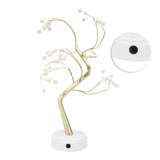 Tabletop Bonsai Tree Lamp Adjustable Safe Use Stable Night Light with Copper Wire USB Cable for Home Christmas Office36L Pearl Warm Light