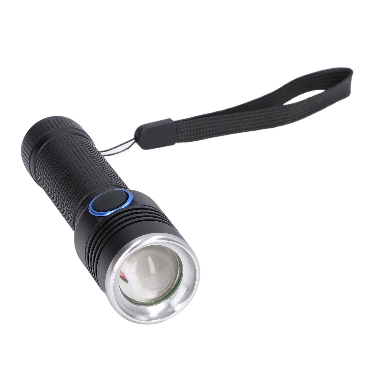 LED Flashlight Telescopic Zoom Protective Function Aluminum Alloy Barrel 2000LM Zoom FlashlightBlack