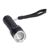 LED Flashlight Telescopic Zoom Protective Function Aluminum Alloy Barrel 2000LM Zoom FlashlightBlack