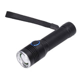 LED Flashlight Telescopic Zoom Protective Function Aluminum Alloy Barrel 2000LM Zoom FlashlightBlack - Close-Up Angle
