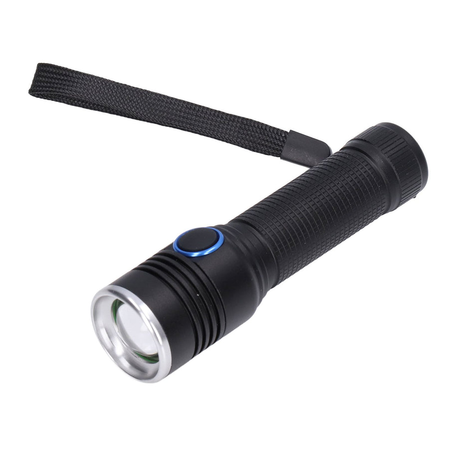 LED Flashlight Telescopic Zoom Protective Function Aluminum Alloy Barrel 2000LM Zoom FlashlightBlack