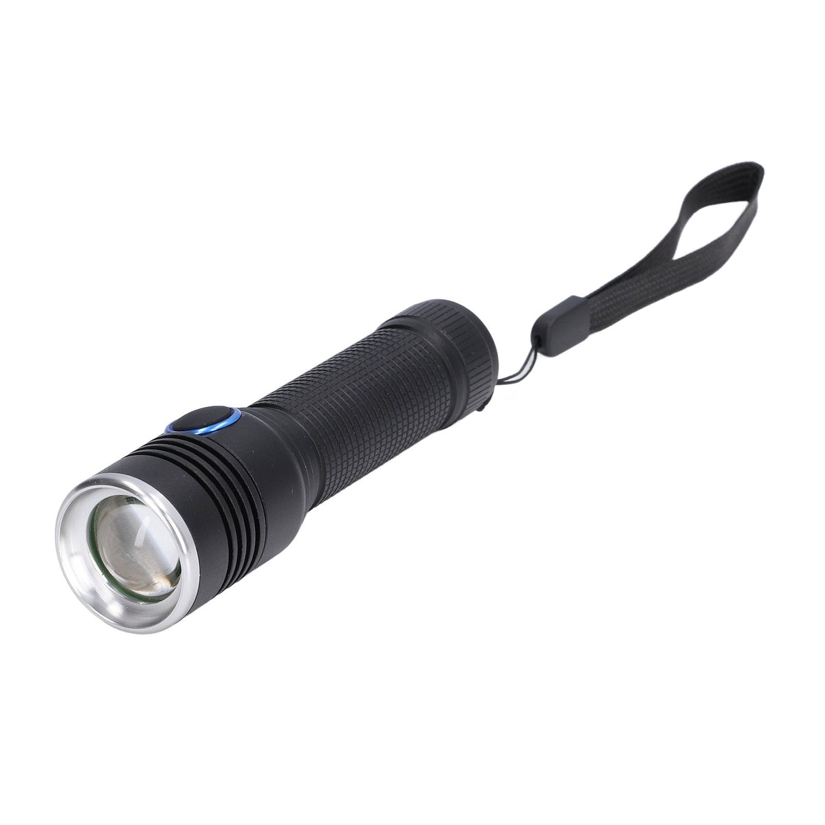 LED Flashlight Telescopic Zoom Protective Function Aluminum Alloy Barrel 2000LM Zoom FlashlightBlack