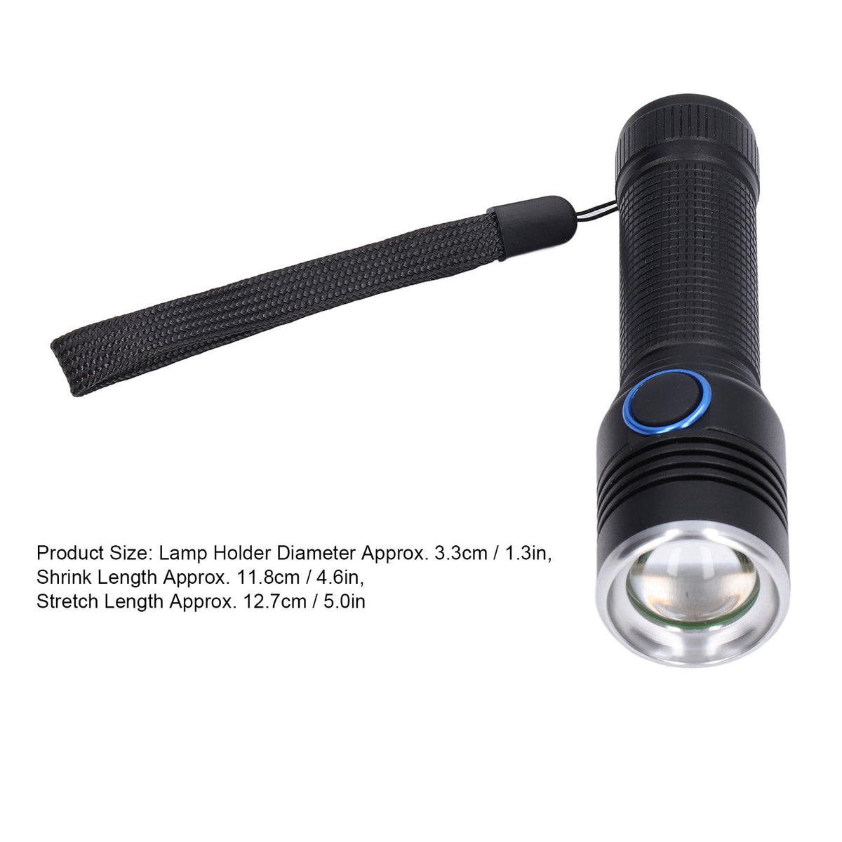 LED Flashlight Telescopic Zoom Protective Function Aluminum Alloy Barrel 2000LM Zoom FlashlightBlack