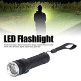 LED Flashlight Telescopic Zoom Protective Function Aluminum Alloy Barrel 2000LM Zoom FlashlightBlack