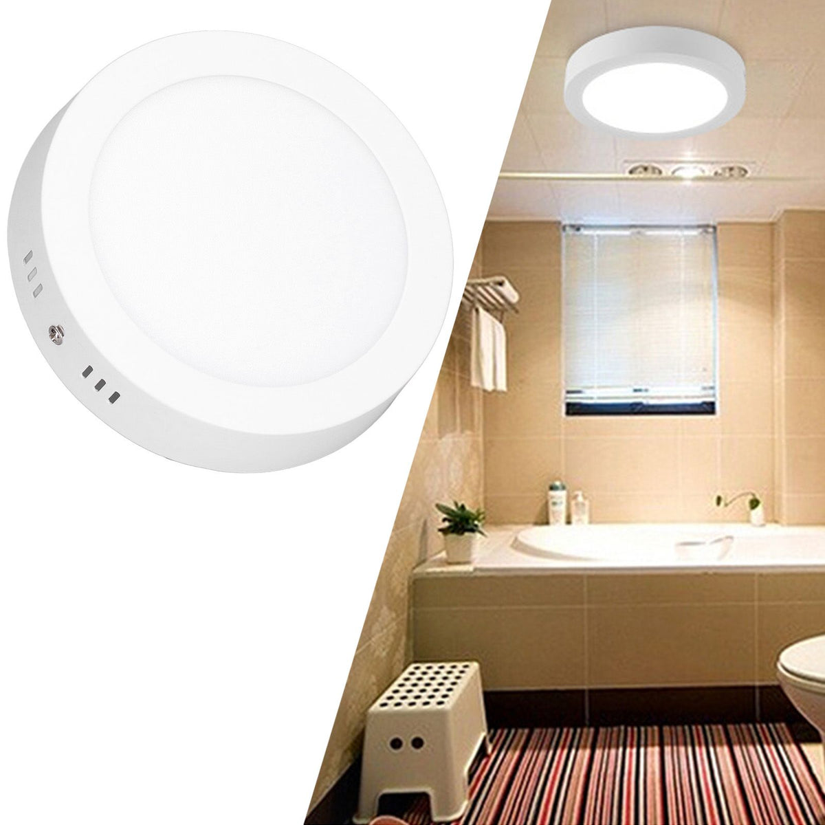 LED Ceiling Light 12W High Brightness Soft Light Ultra Thin 6500K White Light Surfaces Mounted Lighting Fixture 85‑265V