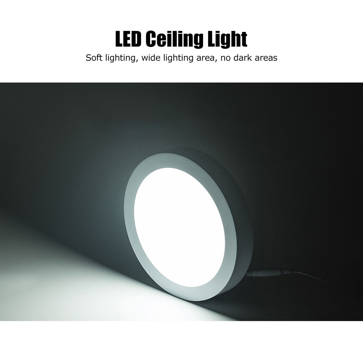 LED Ceiling Light 12W High Brightness Soft Light Ultra Thin 6500K White Light Surfaces Mounted Lighting Fixture 85‑265V