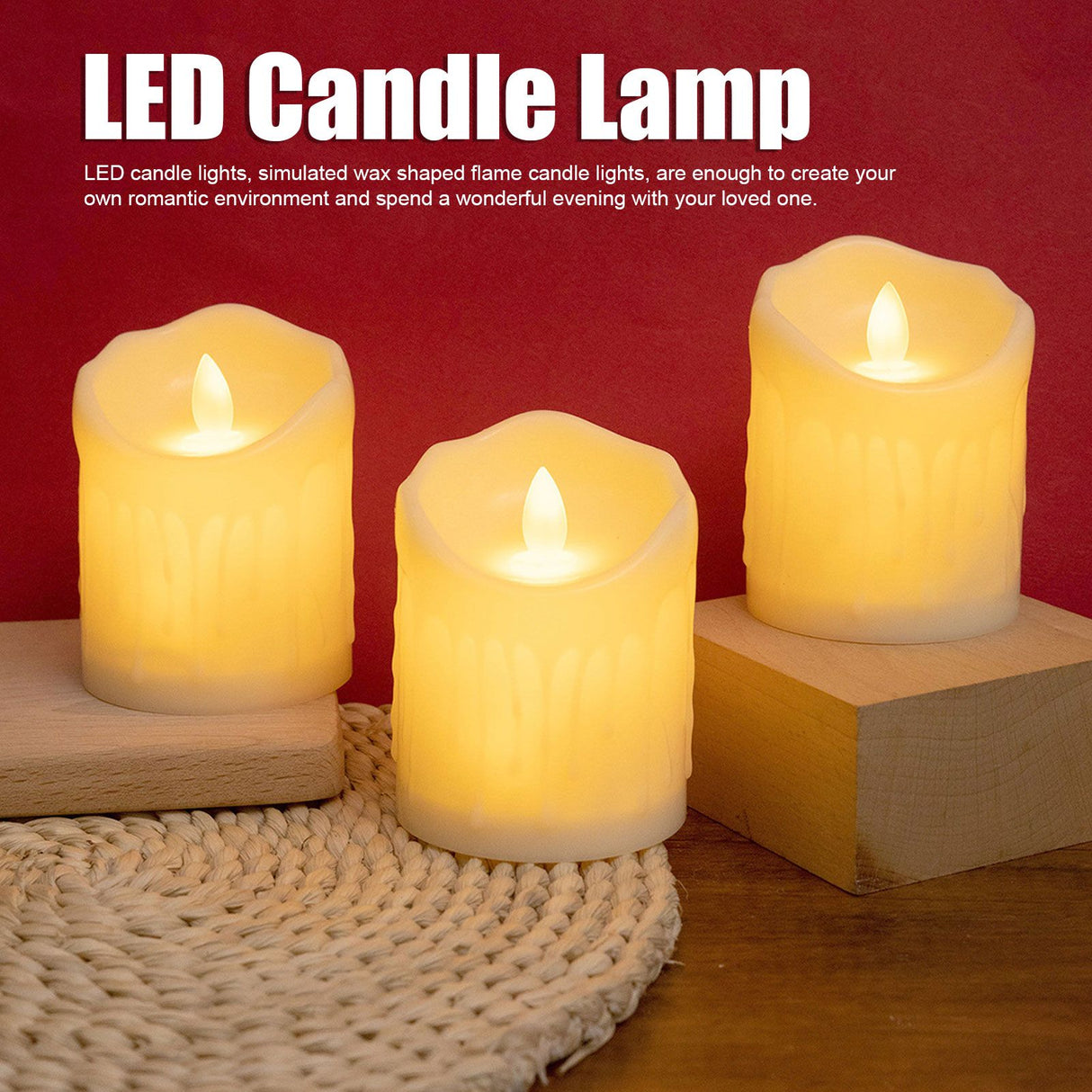 2pcs Flameless Candles Lamp Simulation LED Candle Light for Dating Wedding Proposal
