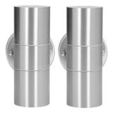 2Pcs GU10 Stainless Steel Outdoor Wall Sconce Waterproof LED Cylinder Up Down Wall Light for Yard Villas Living Rooms 220‑240VStainless Steel Color