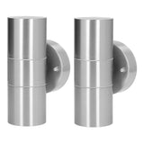 2Pcs GU10 Stainless Steel Outdoor Wall Sconce Waterproof LED Cylinder Up Down Wall Light for Yard Villas Living Rooms 220‑240VStainless Steel Color - 45-Degree Angle