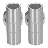 2Pcs GU10 Stainless Steel Outdoor Wall Sconce Waterproof LED Cylinder Up Down Wall Light for Yard Villas Living Rooms 220‑240VStainless Steel Color