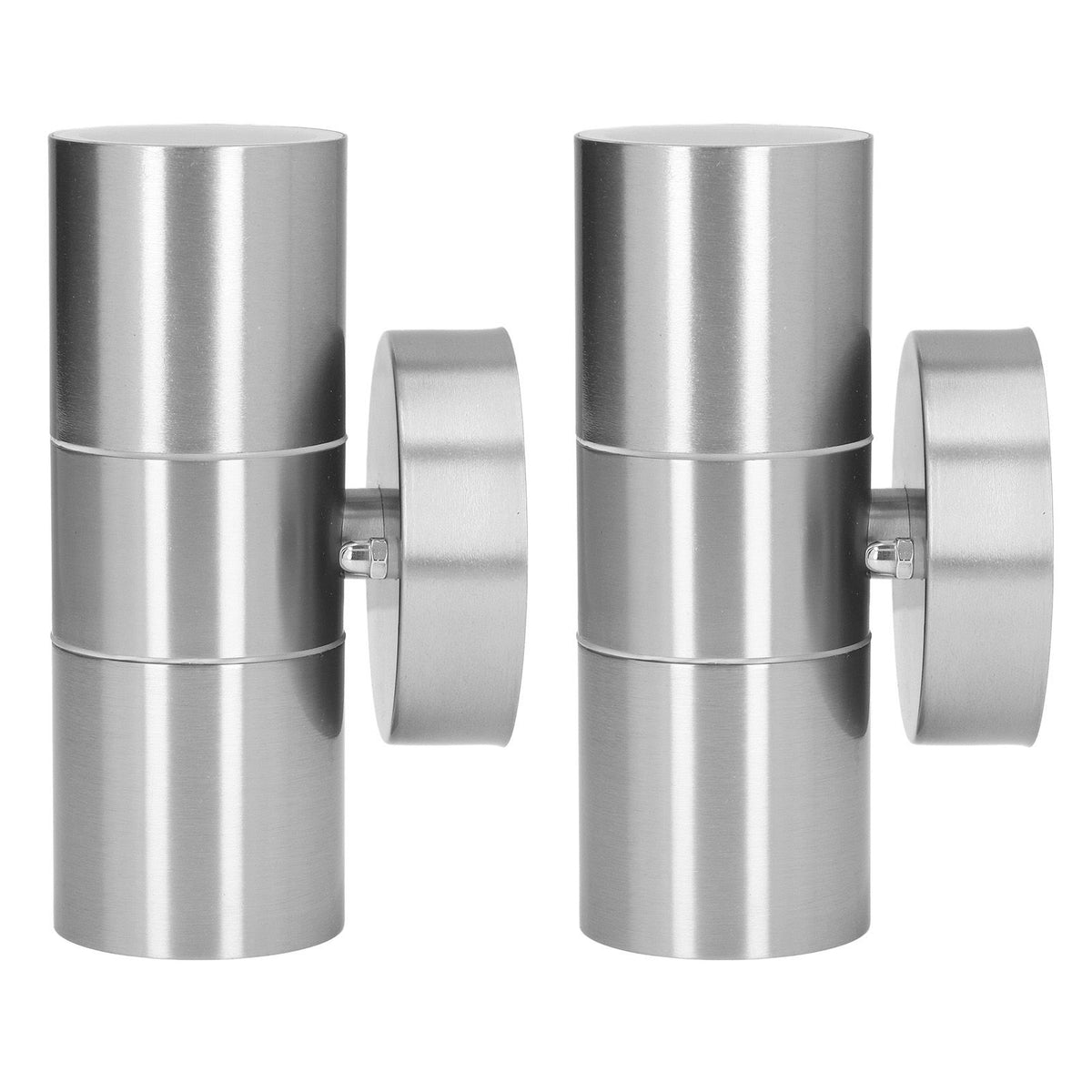 2Pcs GU10 Stainless Steel Outdoor Wall Sconce Waterproof LED Cylinder Up Down Wall Light for Yard Villas Living Rooms 220‑240VStainless Steel Color