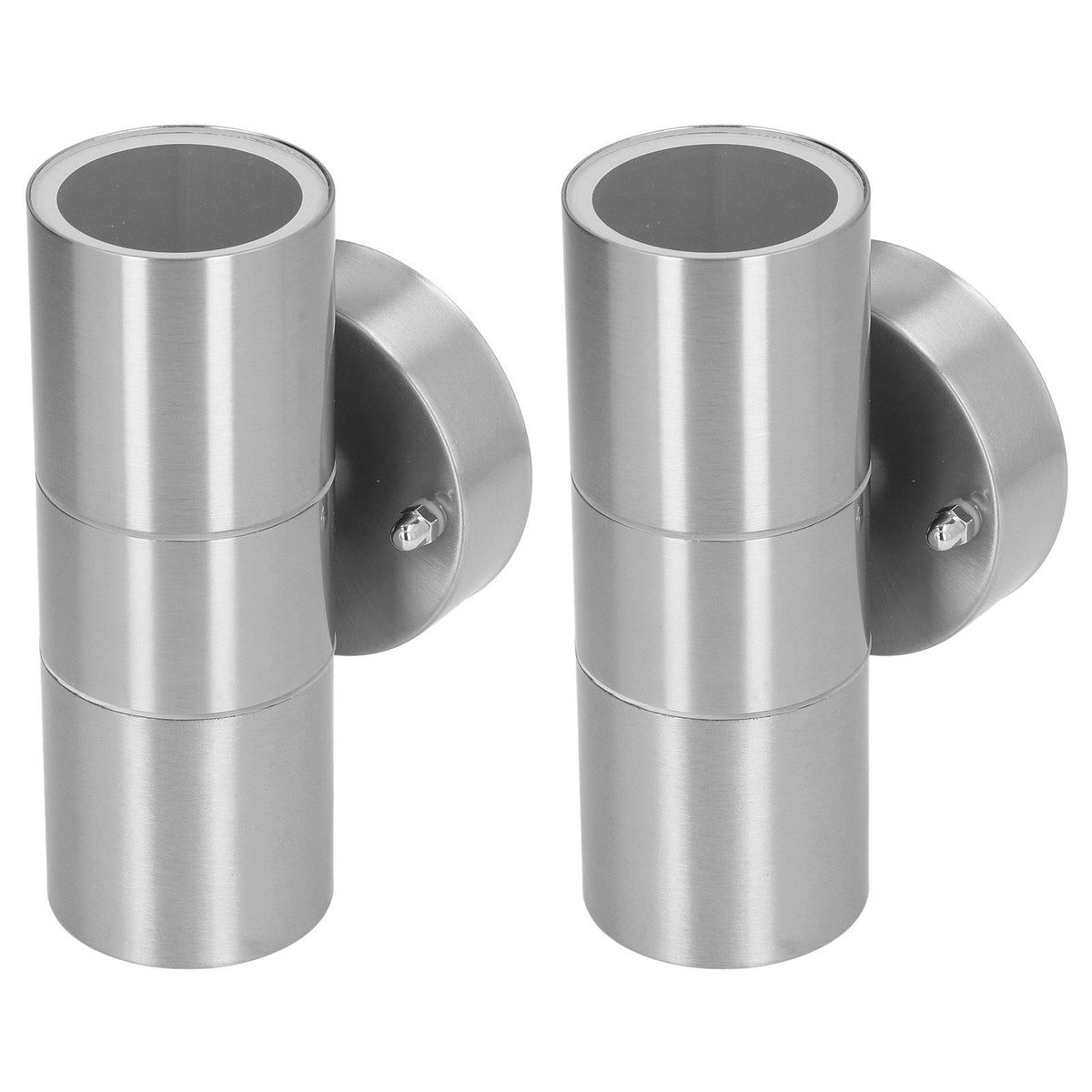 2Pcs GU10 Stainless Steel Outdoor Wall Sconce Waterproof LED Cylinder Up Down Wall Light for Yard Villas Living Rooms 220‑240VStainless Steel Color