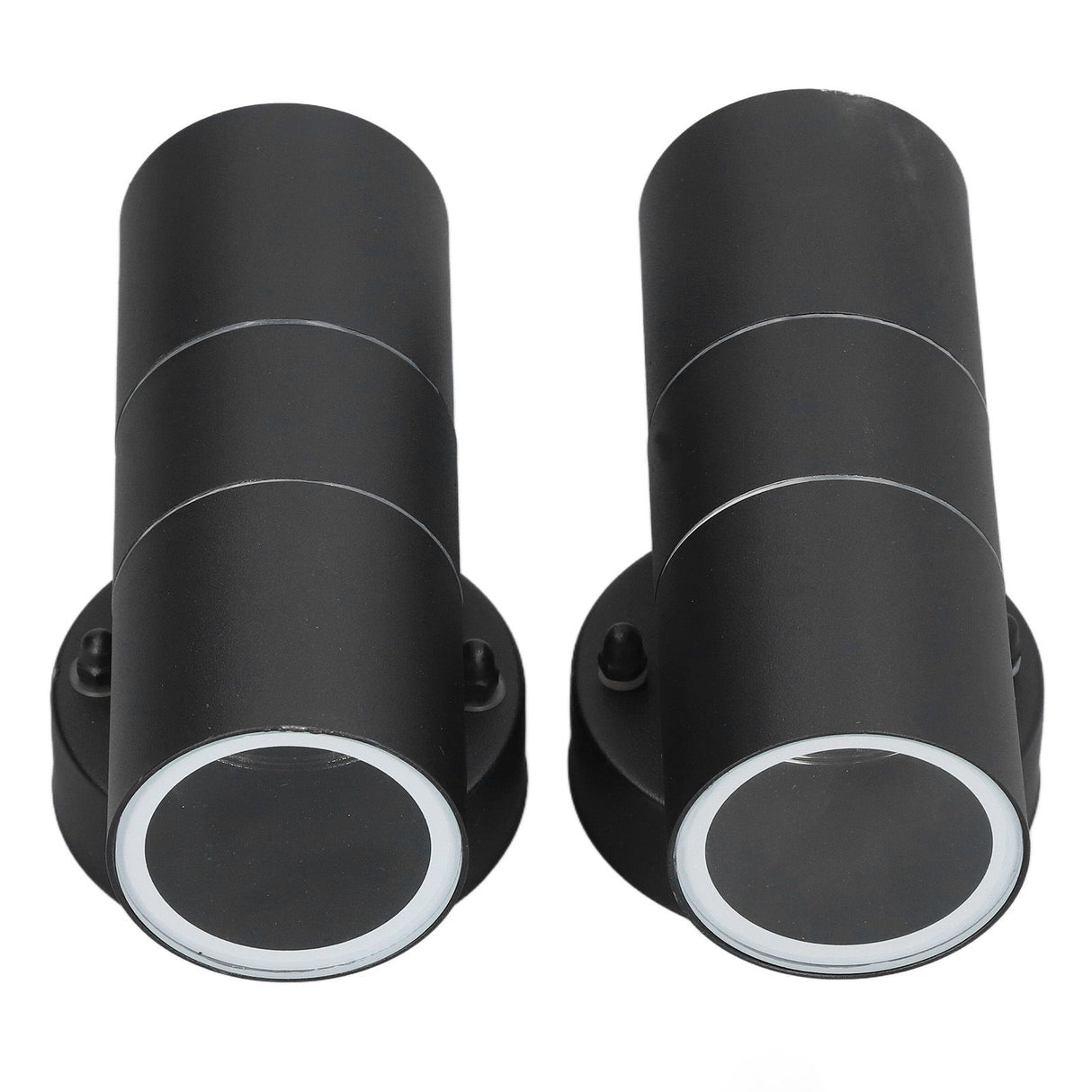 2Pcs GU10 Stainless Steel Outdoor Wall Sconce Waterproof LED Cylinder Up Down Wall Light for Yard Villas Living Rooms 220‑240VBlack
