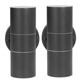 2Pcs GU10 Stainless Steel Outdoor Wall Sconce Waterproof LED Cylinder Up Down Wall Light for Yard Villas Living Rooms 220‑240VBlack