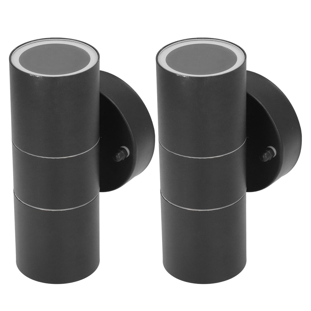2Pcs GU10 Stainless Steel Outdoor Wall Sconce Waterproof LED Cylinder Up Down Wall Light for Yard Villas Living Rooms 220‑240VBlack
