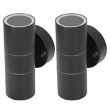 2Pcs GU10 Stainless Steel Outdoor Wall Sconce Waterproof LED Cylinder Up Down Wall Light for Yard Villas Living Rooms 220‑240VBlack - 45-Degree Angle