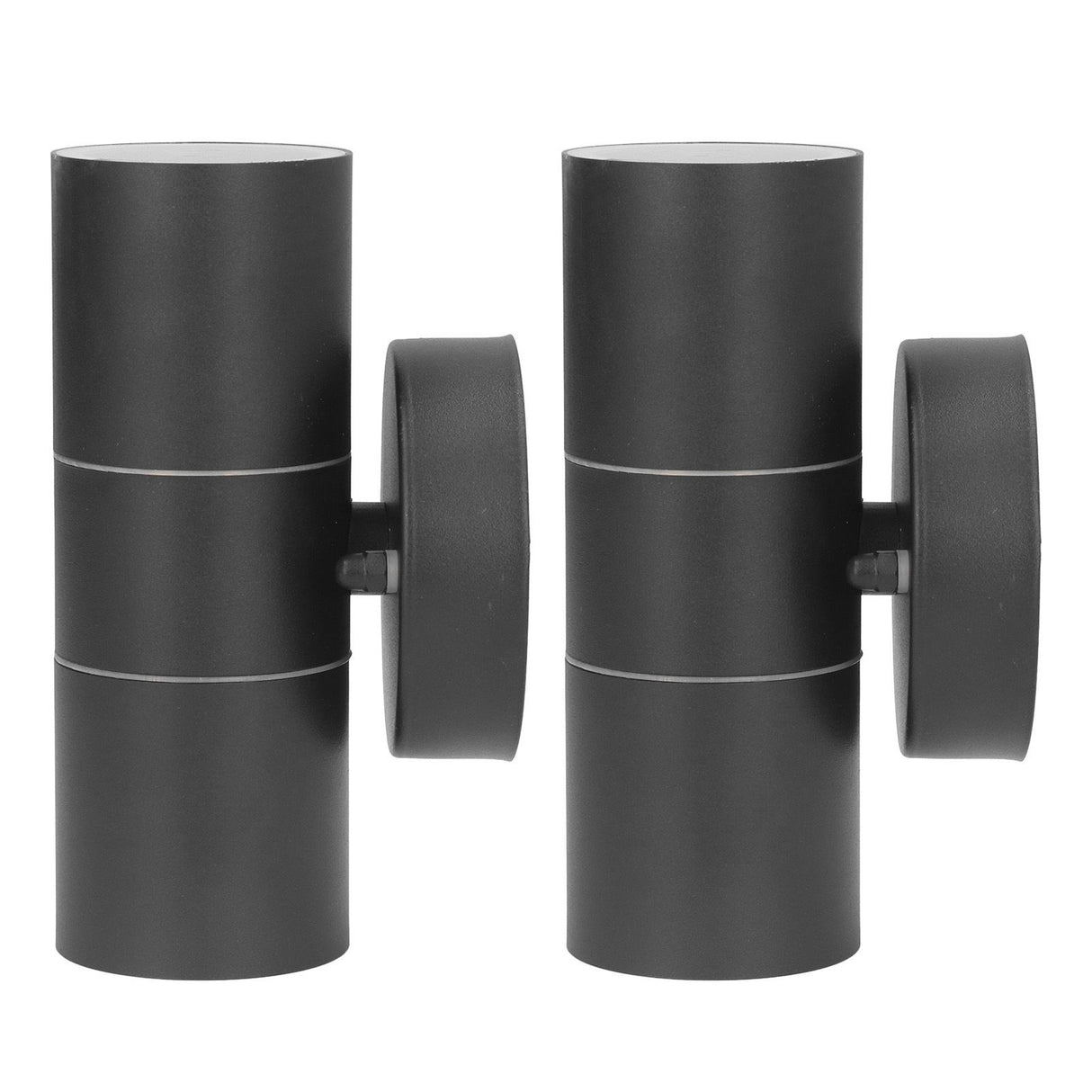 2Pcs GU10 Stainless Steel Outdoor Wall Sconce Waterproof LED Cylinder Up Down Wall Light for Yard Villas Living Rooms 220‑240VBlack