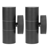 2Pcs GU10 Stainless Steel Outdoor Wall Sconce Waterproof LED Cylinder Up Down Wall Light for Yard Villas Living Rooms 220‑240VBlack - Rear View