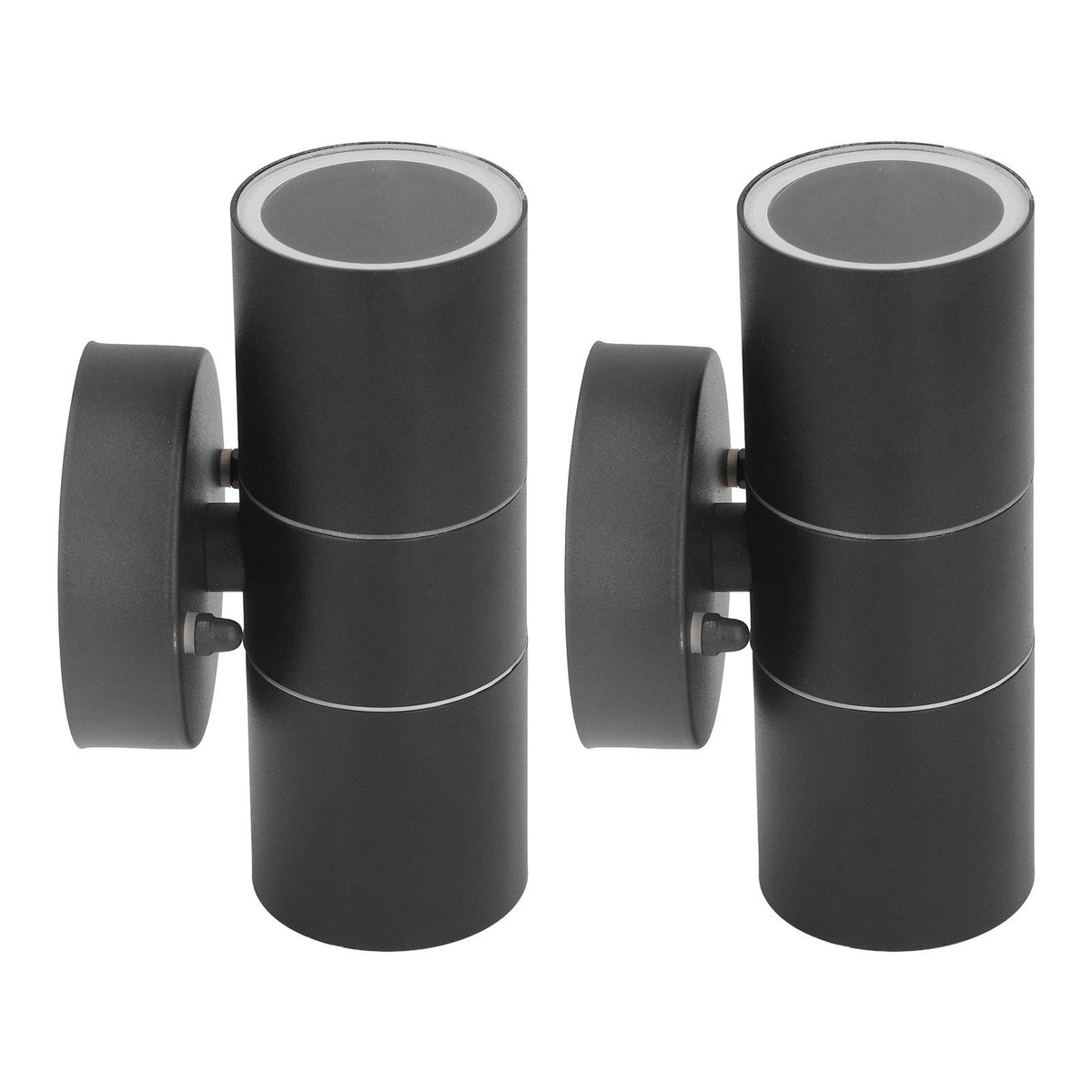 2Pcs GU10 Stainless Steel Outdoor Wall Sconce Waterproof LED Cylinder Up Down Wall Light for Yard Villas Living Rooms 220‑240VBlack