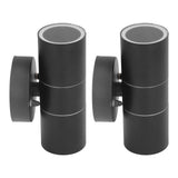 2Pcs GU10 Stainless Steel Outdoor Wall Sconce Waterproof LED Cylinder Up Down Wall Light for Yard Villas Living Rooms 220‑240VBlack - Close-Up Angle