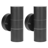 2Pcs GU10 Stainless Steel Outdoor Wall Sconce Waterproof LED Cylinder Up Down Wall Light for Yard Villas Living Rooms 220‑240VBlack - Low Angle
