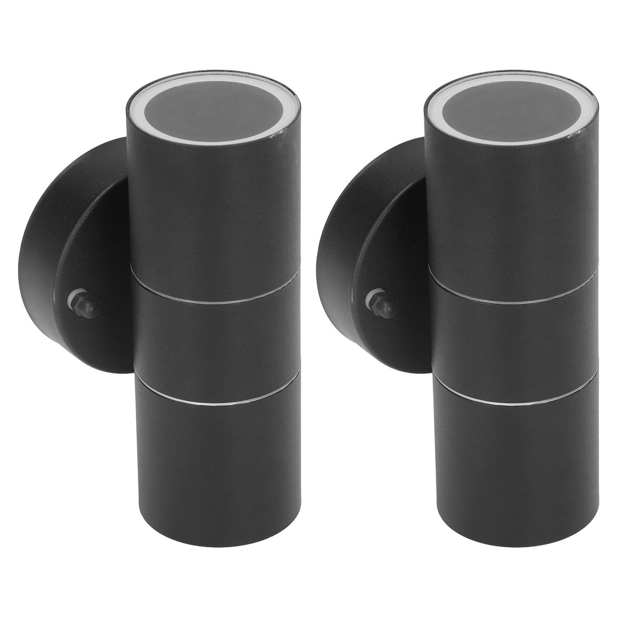 2Pcs GU10 Stainless Steel Outdoor Wall Sconce Waterproof LED Cylinder Up Down Wall Light for Yard Villas Living Rooms 220‑240VBlack