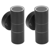 2Pcs GU10 Stainless Steel Outdoor Wall Sconce Waterproof LED Cylinder Up Down Wall Light for Yard Villas Living Rooms 220‑240VBlack