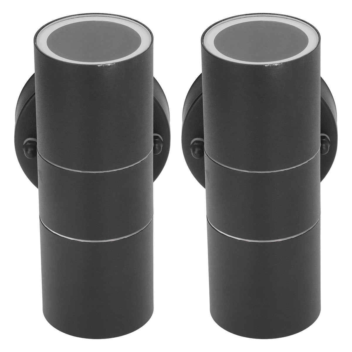 2Pcs GU10 Stainless Steel Outdoor Wall Sconce Waterproof LED Cylinder Up Down Wall Light for Yard Villas Living Rooms 220‑240VBlack