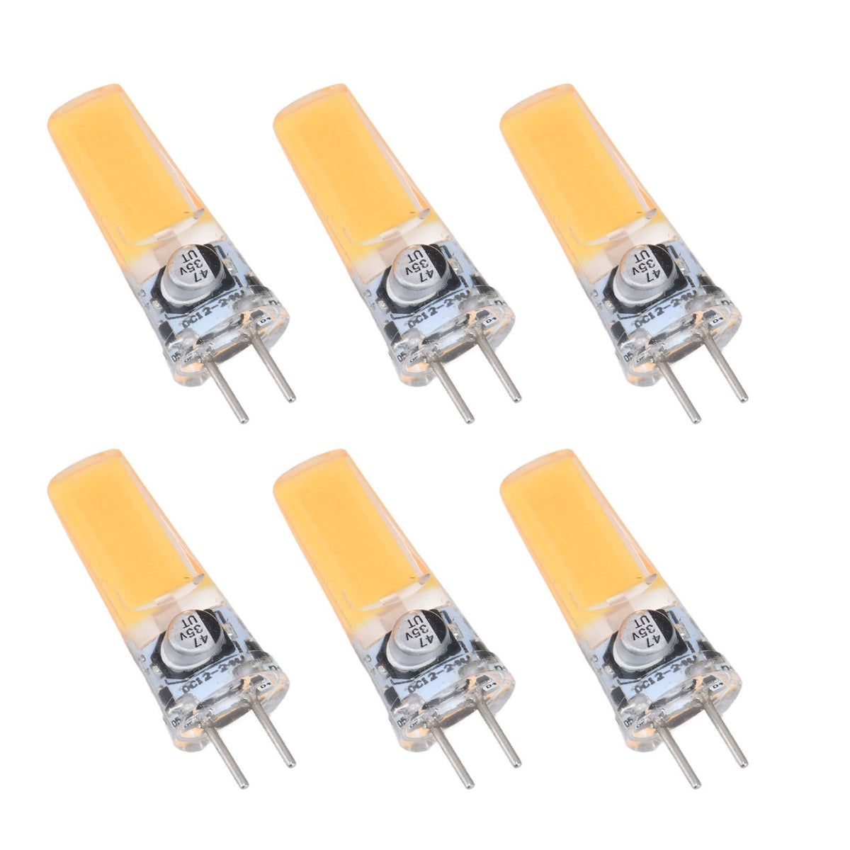 6PCS GY6.35 Bulb 5W COB Light Bulb 500lm Silicone Ceiling Lamp Bulb for Living RoomWarm White