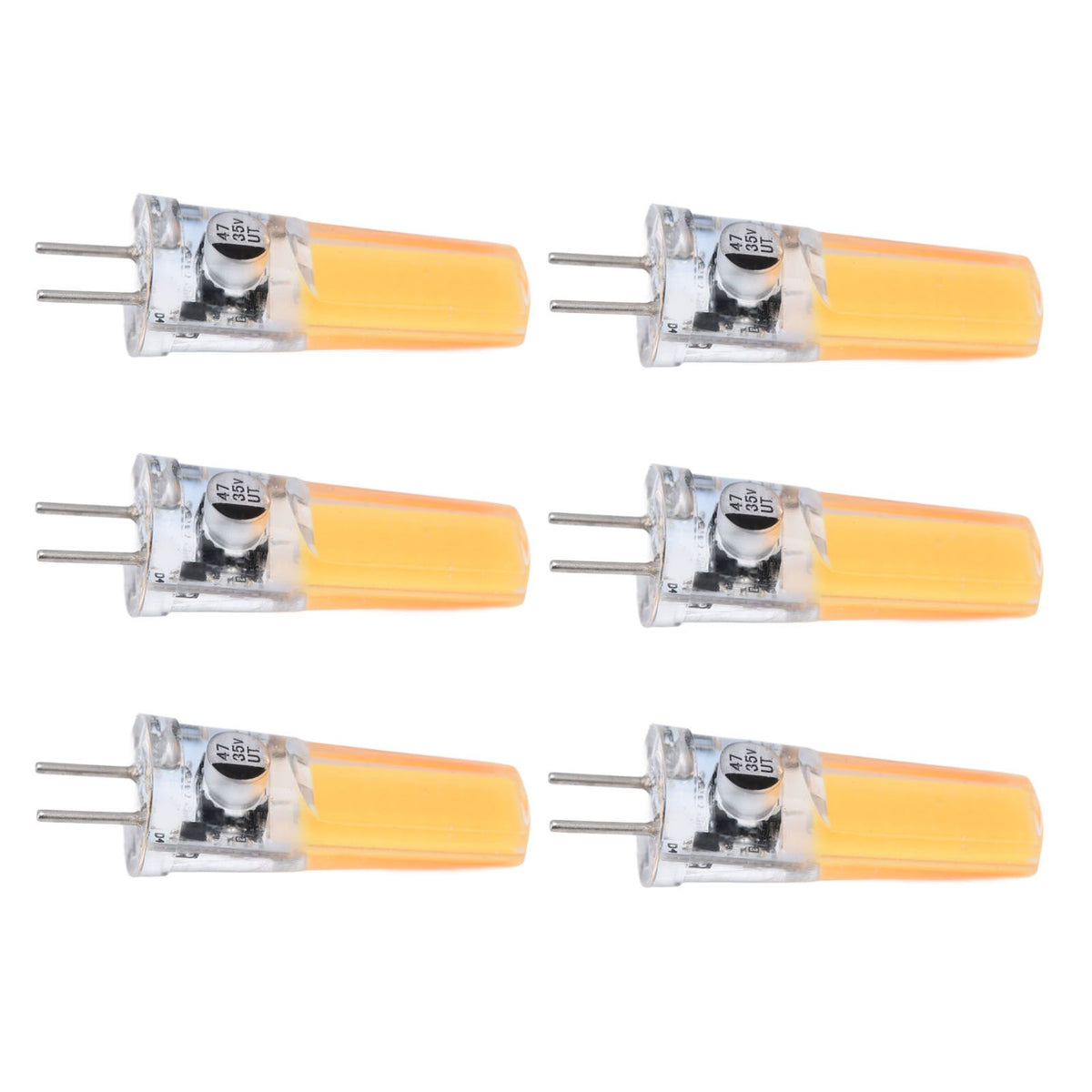 6PCS GY6.35 Bulb 5W COB Light Bulb 500lm Silicone Ceiling Lamp Bulb for Living RoomWarm White