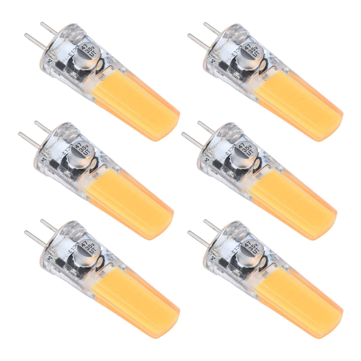 6PCS GY6.35 Bulb 5W COB Light Bulb 500lm Silicone Ceiling Lamp Bulb for Living RoomWarm White