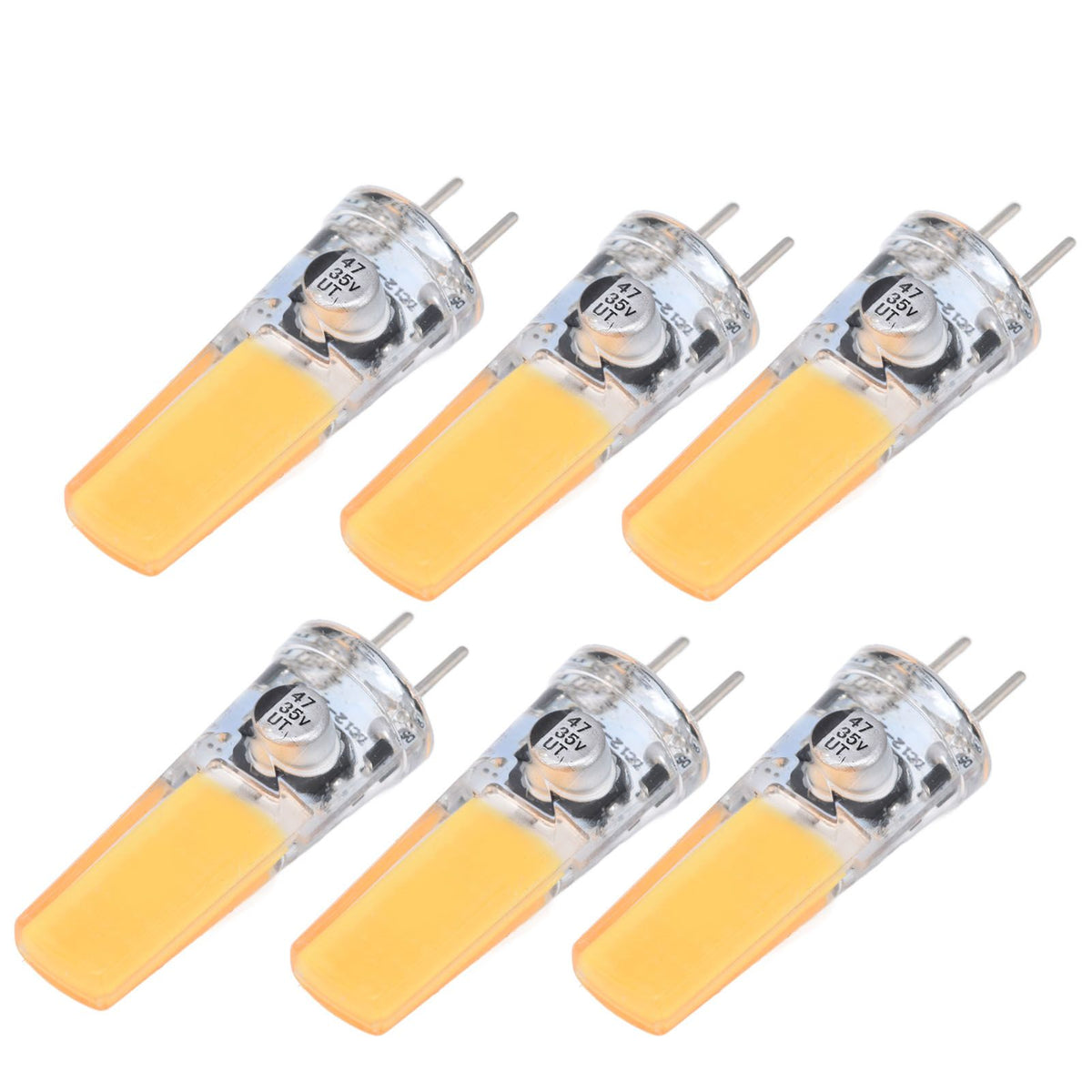 6PCS GY6.35 Bulb 5W COB Light Bulb 500lm Silicone Ceiling Lamp Bulb for Living RoomWarm White