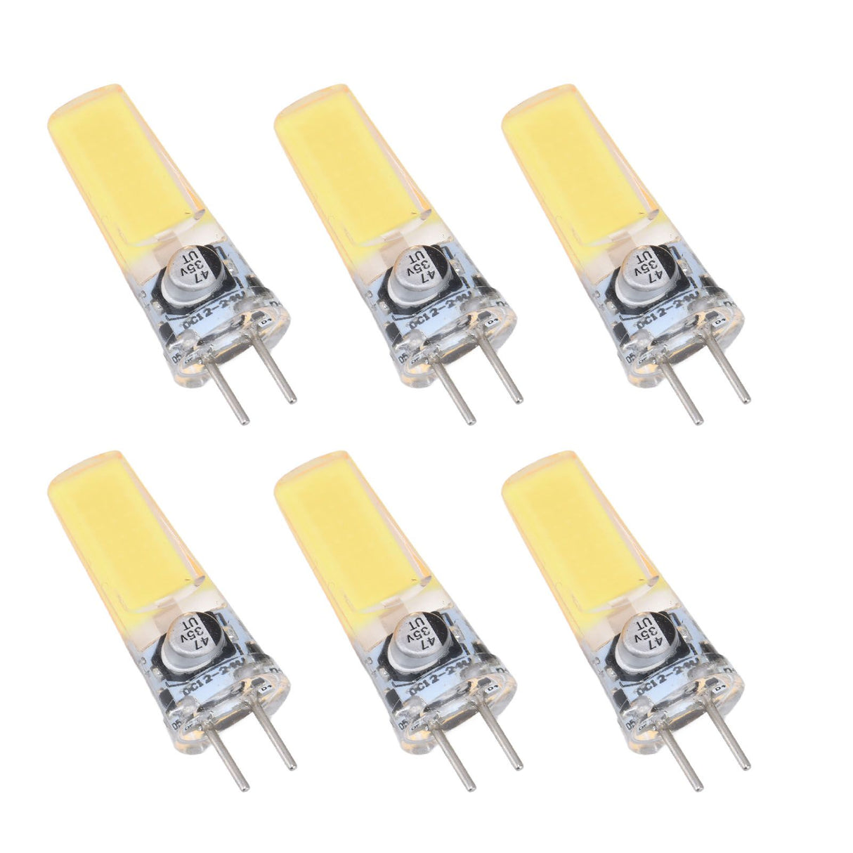 6PCS GY6.35 Bulb 5W COB Light Bulb 500lm Silicone Ceiling Lamp Bulb for Living RoomCold White
