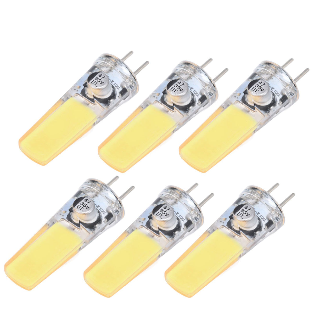 6PCS GY6.35 Bulb 5W COB Light Bulb 500lm Silicone Ceiling Lamp Bulb for Living RoomCold White