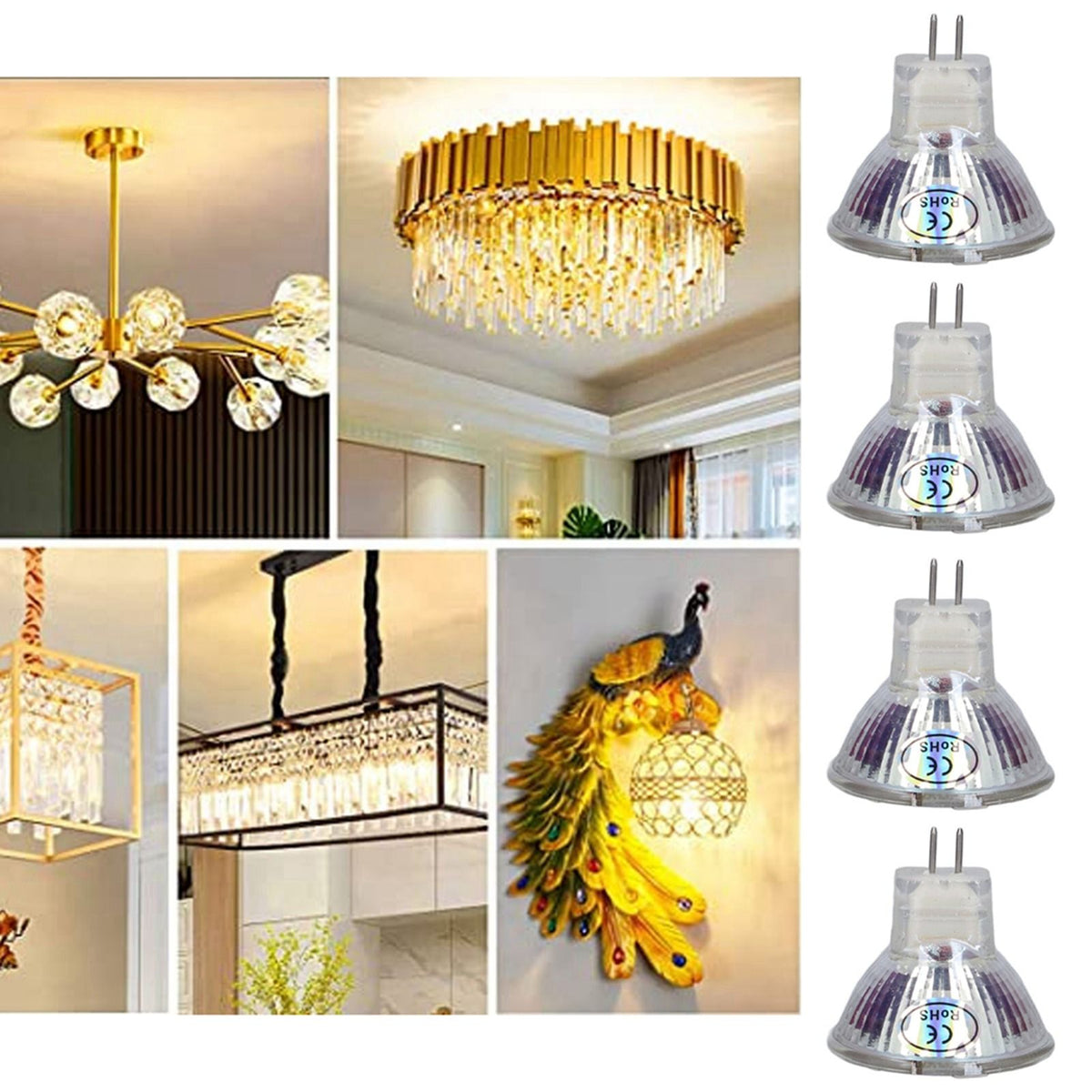 4Pcs MR11 LED Bulb 5W 500lm Bulb Replacement with 15 Beads Double Pin Base for Spotlight Landscape LampWarm White
