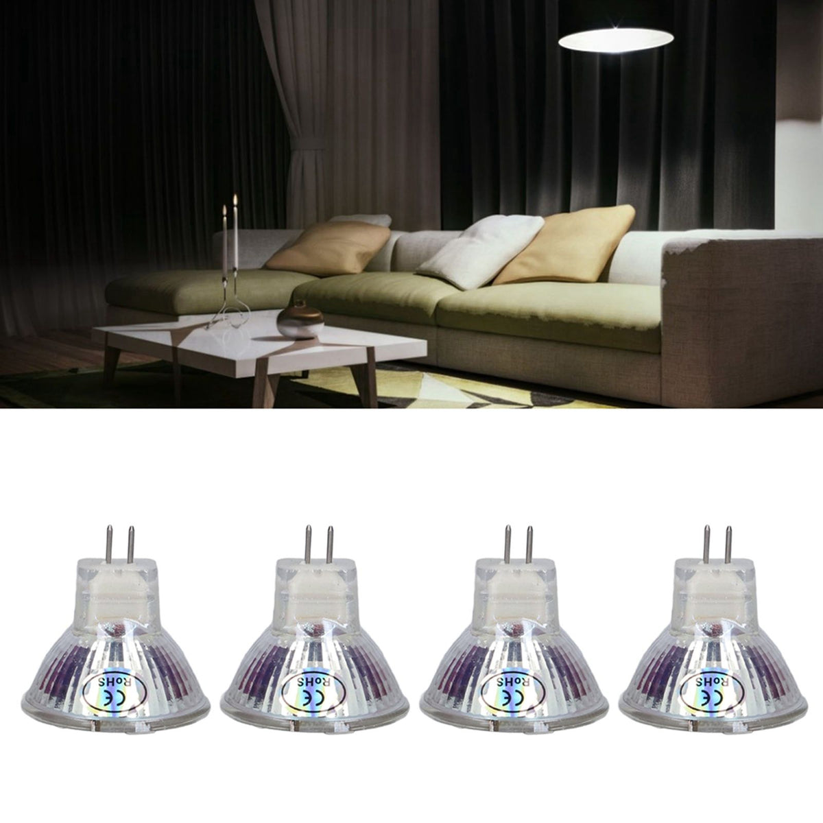 4Pcs MR11 LED Bulb 5W 500lm Bulb Replacement with 15 Beads Double Pin Base for Spotlight Landscape LampCold White