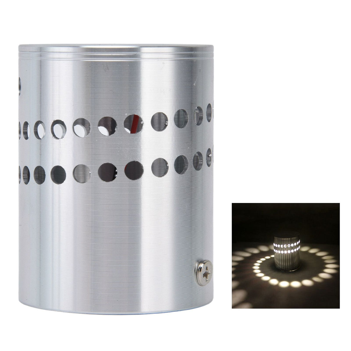 LED Aluminum Spiral Hole Wall Light Heat Resistance 3W Dimmable Spiral Lamp 90-100LM AC85‑265VPure White