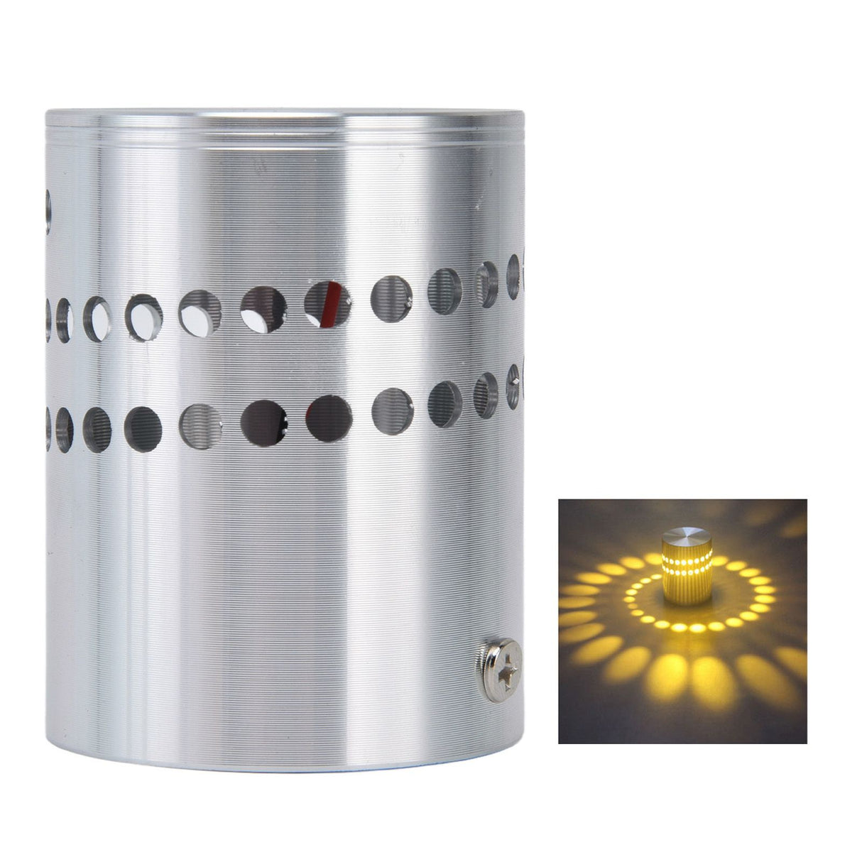 LED Aluminum Spiral Hole Wall Light Heat Resistance 3W Dimmable Spiral Lamp 90-100LM AC85‑265VWarm White