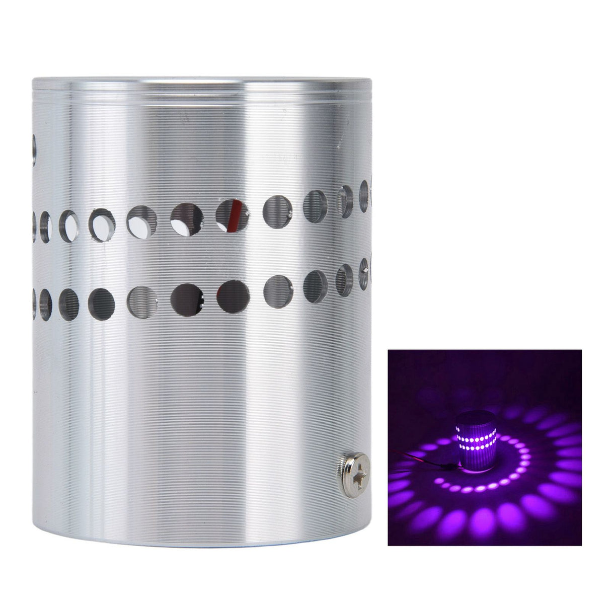 LED Aluminum Spiral Hole Wall Light Corrosion Resistance 3W Dimmable Spiral Lamp for Porch Living RoomPurple