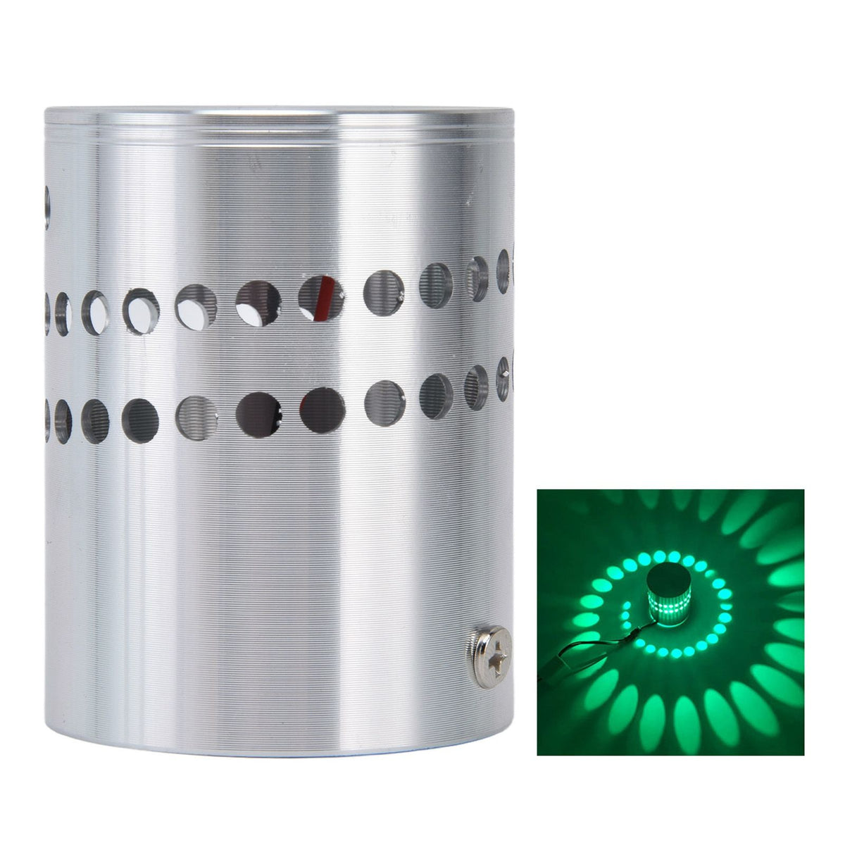 LED Aluminum Spiral Hole Wall Light Corrosion Resistance 3W Dimmable Spiral Lamp for Porch Living RoomGreen