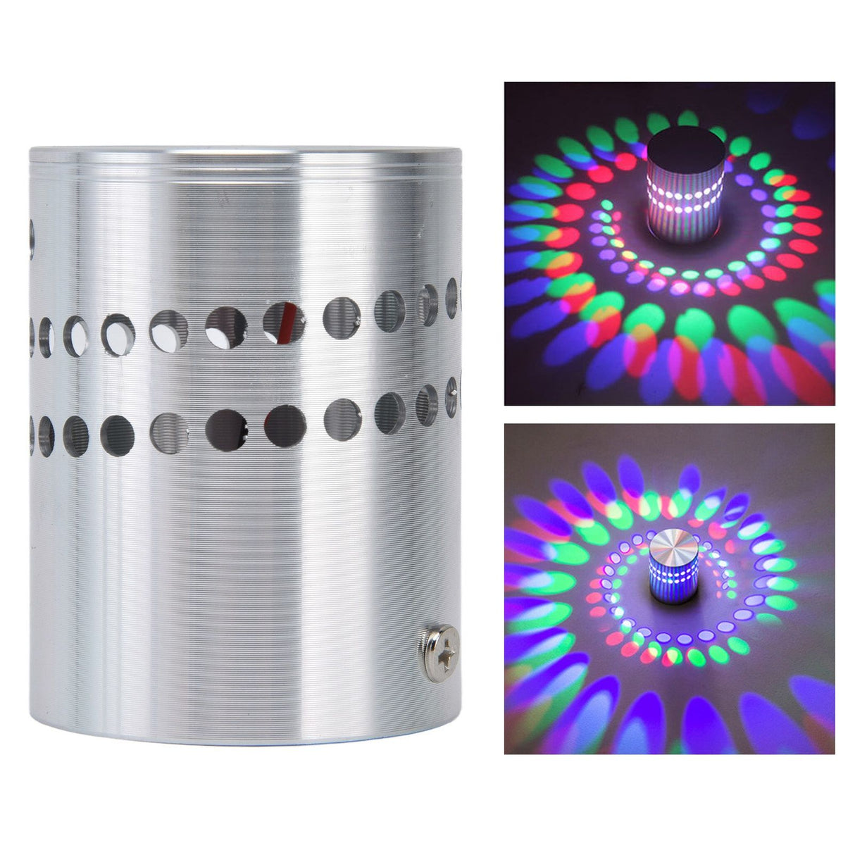 LED Spiral Hole Wall Lamp RGB Ceiling Light Surface Mount 3W AC85‑265V for Hallway Bedside Bar Decoration