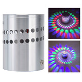 LED Spiral Hole Wall Lamp RGB Ceiling Light Surface Mount 3W AC85‑265V for Hallway Bedside Bar Decoration