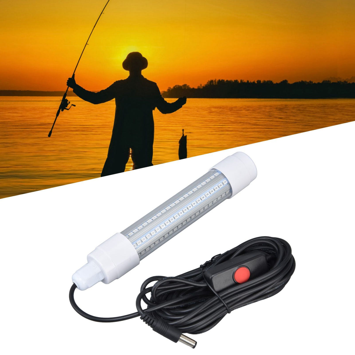 Fishing Light 126 LED IP68 Waterproof 1000lm Submersible Night Fish Finder Lamp 13W AC12‑36VWhite Light