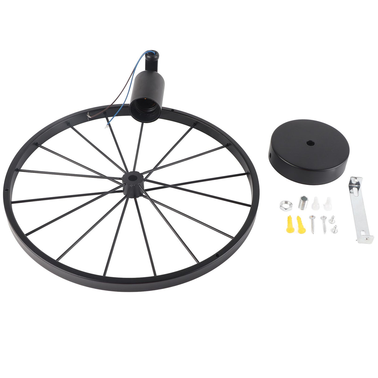 Wall Lamp Decorative Wheel Light Retro Industrial Style Iron for Balcony Corridor Black