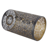 Lamp Shade Hollow Carving Metal Cylindrical Circular Pattern E27 E26 Detachable Decorative Nightstand Table Lamp Shade - Side View