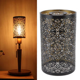 Lamp Shade Hollow Carving Metal Cylindrical Circular Pattern E27 E26 Detachable Decorative Nightstand Table Lamp Shade - Extra Image