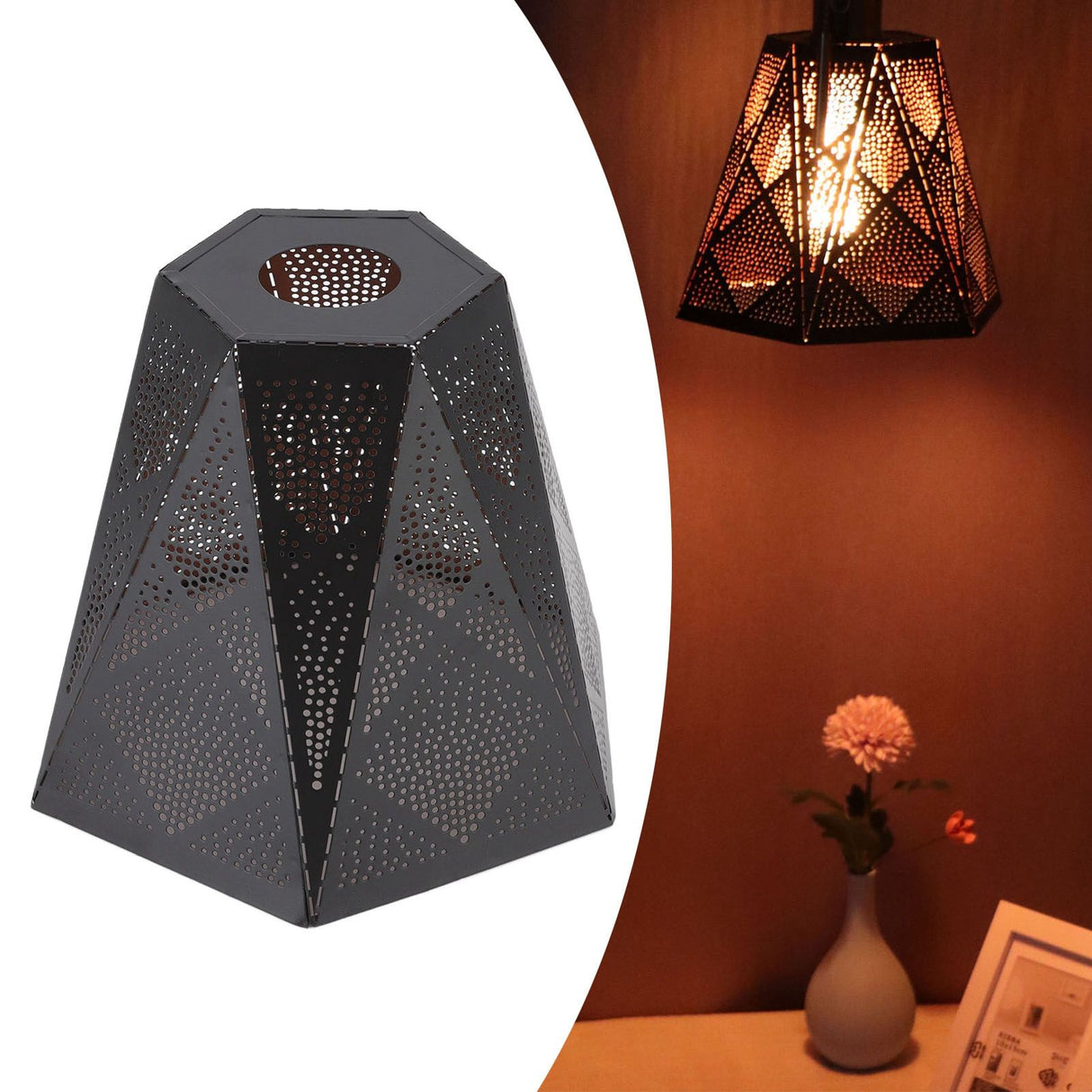 Lamp Shade Wrought Iron Hollow Design Modern Style Corrosion Resistant Table Lamp Shade for E27 E26 Lamp Holder