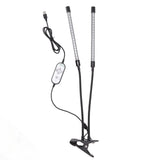 Plant Grow Light Dimmable Timing Full Spectrum USB Powered Dual Head Clip On LED Plant Lamp for Indoor 30W