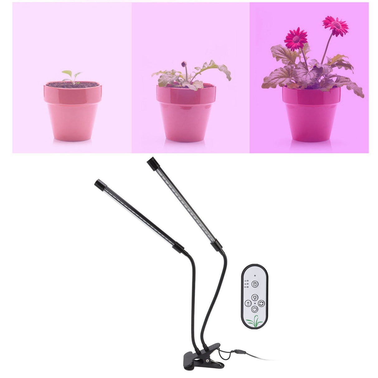 Plant Grow Light Dimmable Timing Full Spectrum USB Powered Dual Head Clip On LED Plant Lamp for Indoor 30W