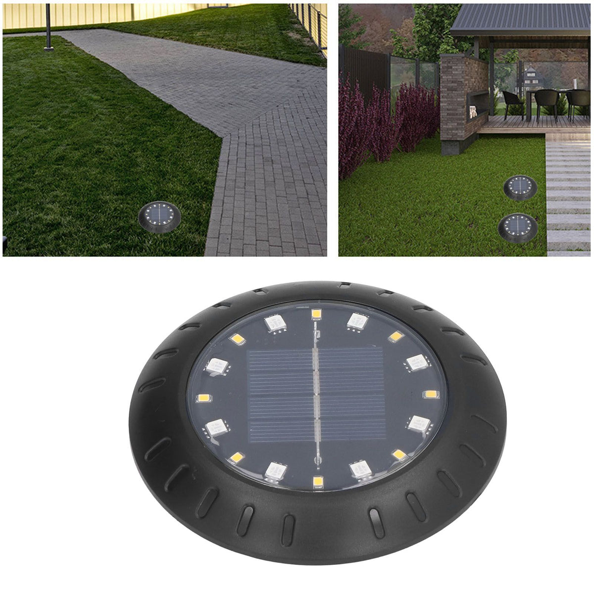 Solar Ground Lights Automatic Charging RGB LED Lamp Beads IP67 Waterproof Warm White Ground Lights Outdoor